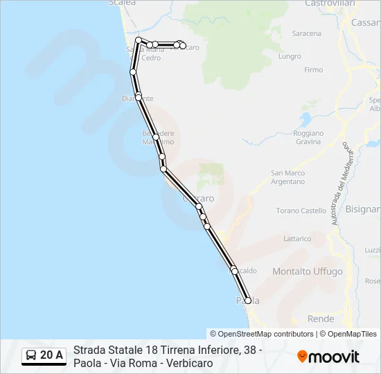 20 A Bus Line Map