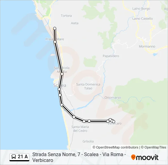 21 A Bus Line Map