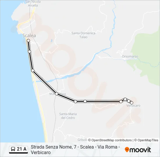 21 A Bus Line Map