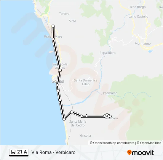 21 A Bus Line Map