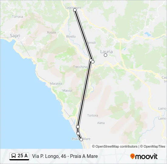25 A Bus Line Map