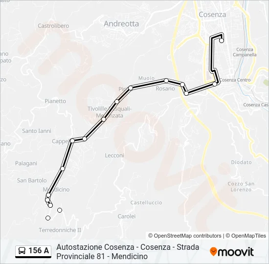 156 A Bus Line Map