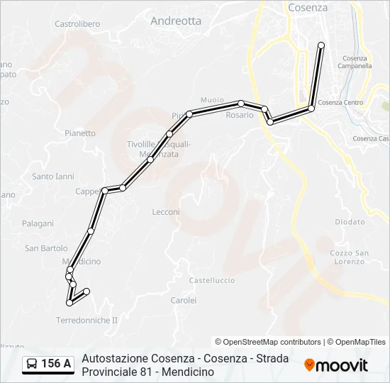 156 A Bus Line Map
