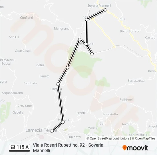 115 A Bus Line Map