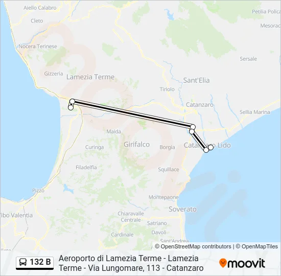132 B Bus Line Map