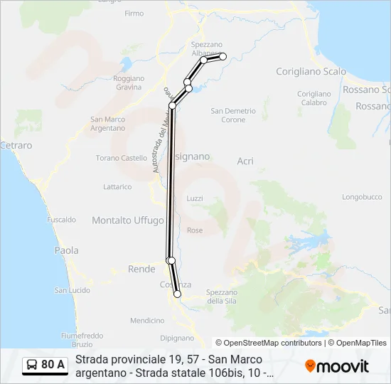 80 A Bus Line Map