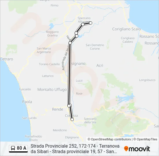 80 A Bus Line Map
