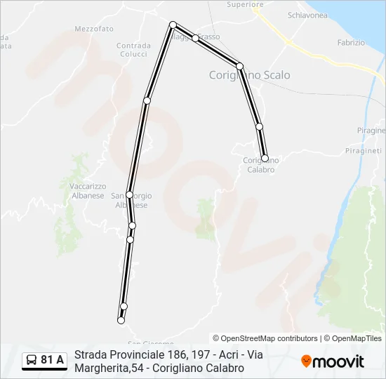 81 A Bus Line Map