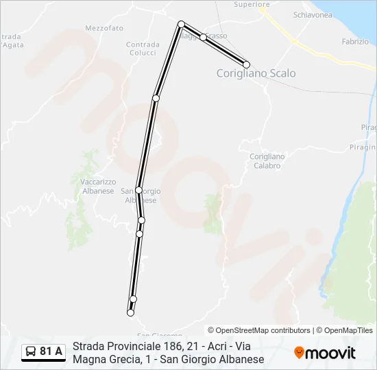 81 A Bus Line Map