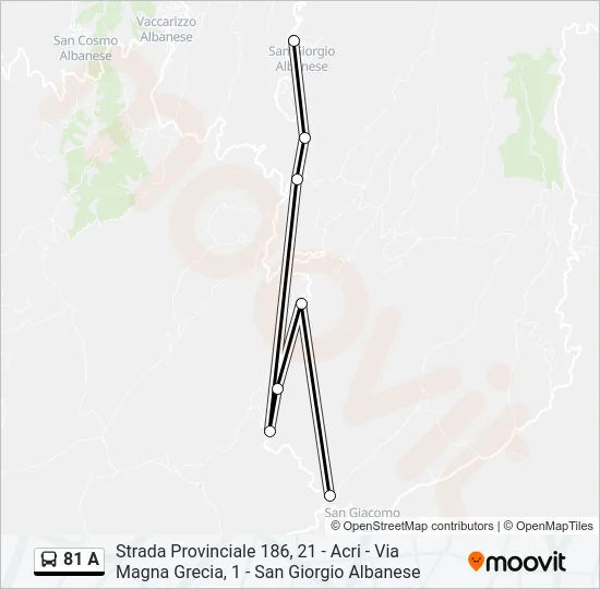 81 A Bus Line Map