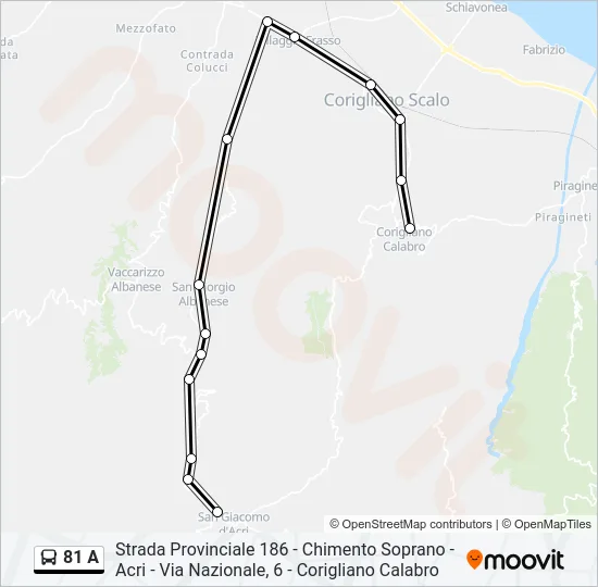 81 A Bus Line Map
