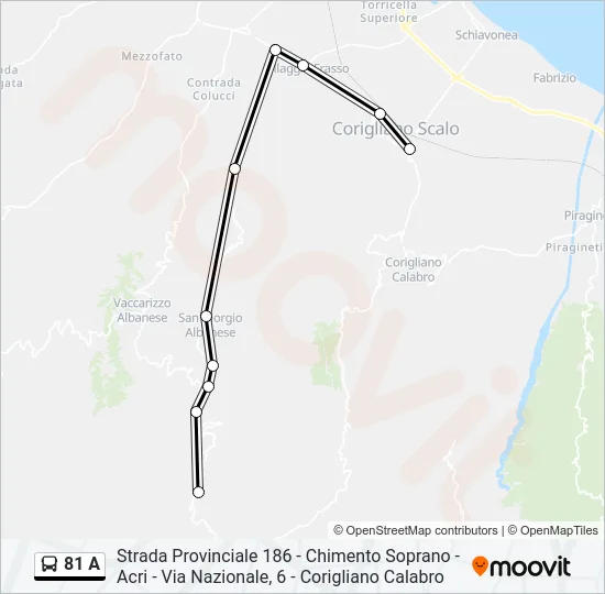 81 A Bus Line Map