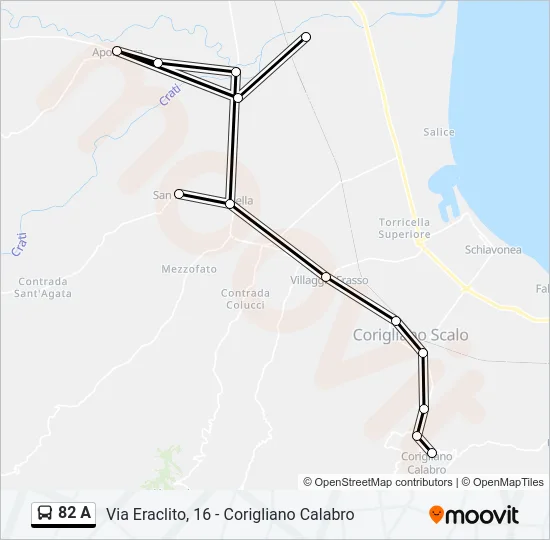82 A Bus Line Map