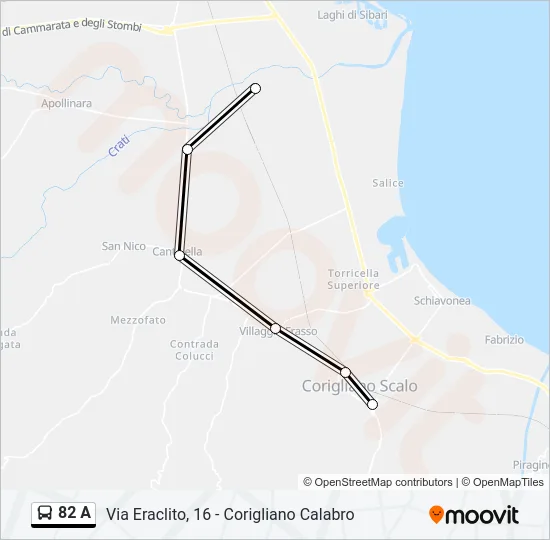 82 A Bus Line Map