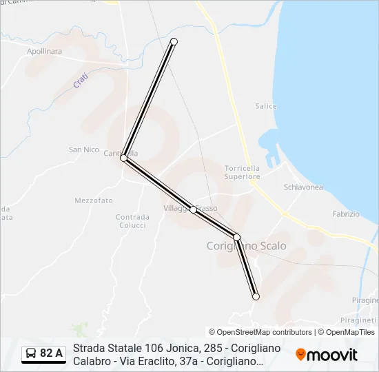 82 A Bus Line Map