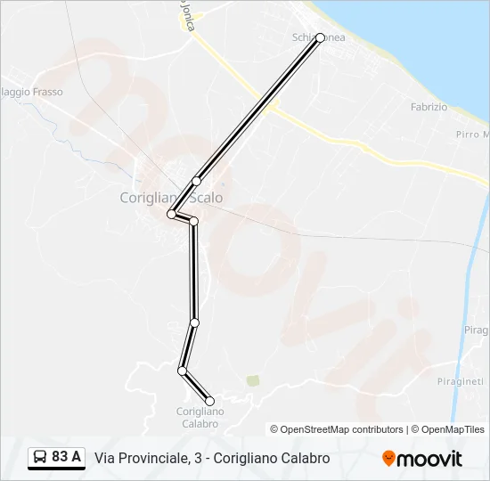 83 A Bus Line Map