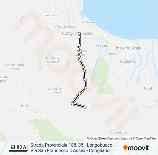 83 A Bus Line Map