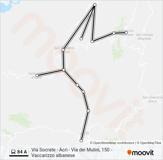 84 A Bus Line Map
