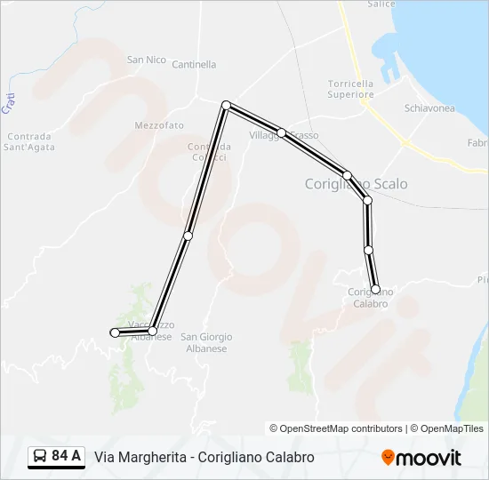 84 A Bus Line Map