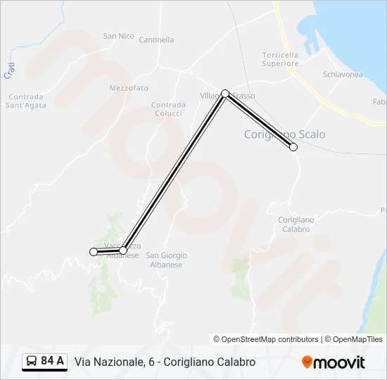 84 A Bus Line Map