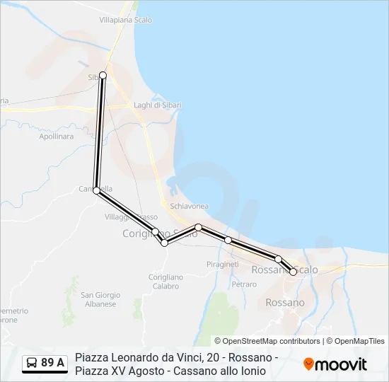 89 A Bus Line Map