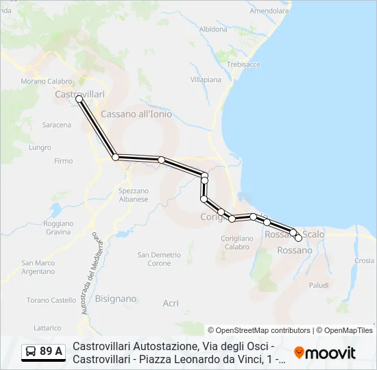 89 A Bus Line Map