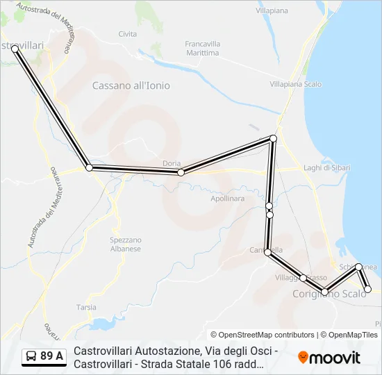 89 A Bus Line Map