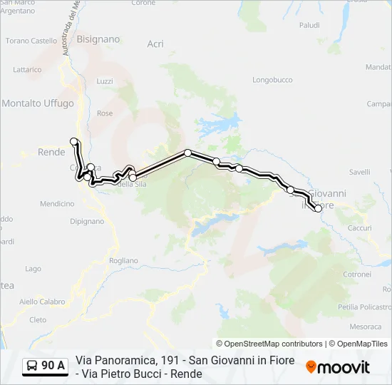 90 A Bus Line Map
