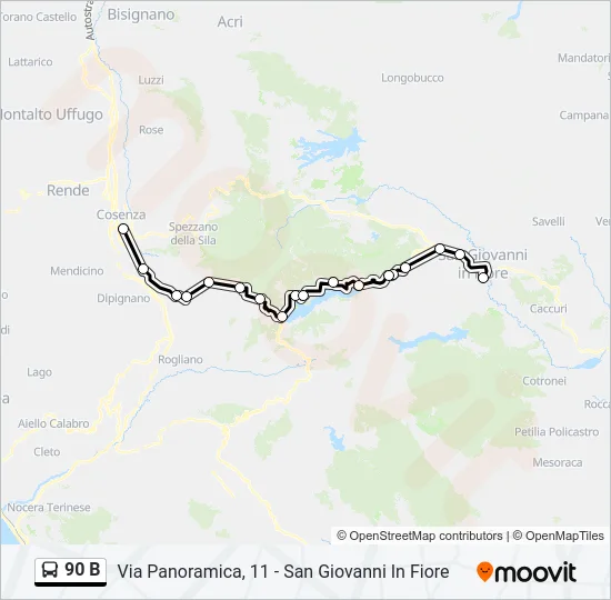 90 B Bus Line Map