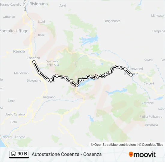 90 B Bus Line Map