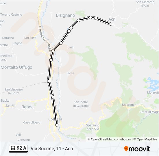 92 a Route: Schedules, Stops & Maps - Via Socrate, 11 - Acri (Updated)