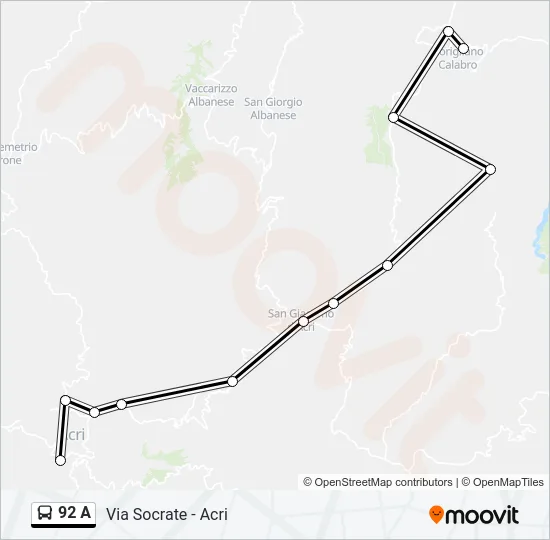 92 A Bus Line Map