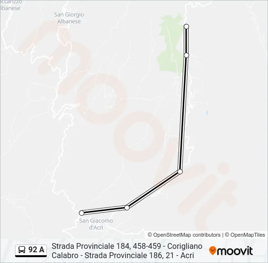 92 A Bus Line Map