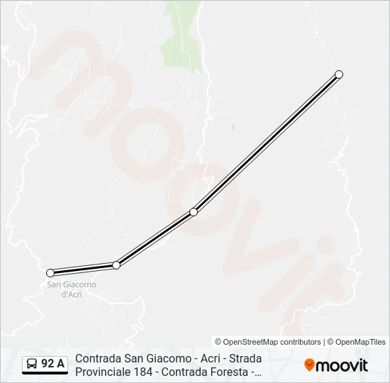 92 A Bus Line Map
