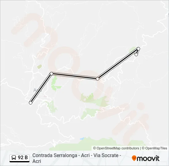 92 B Bus Line Map