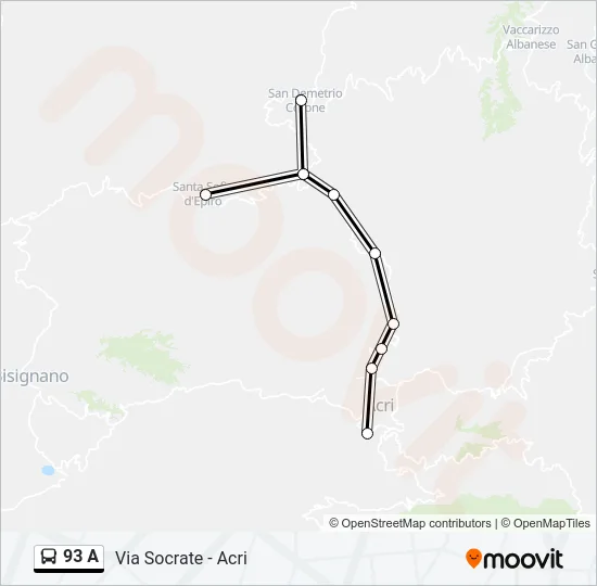 93 A Bus Line Map