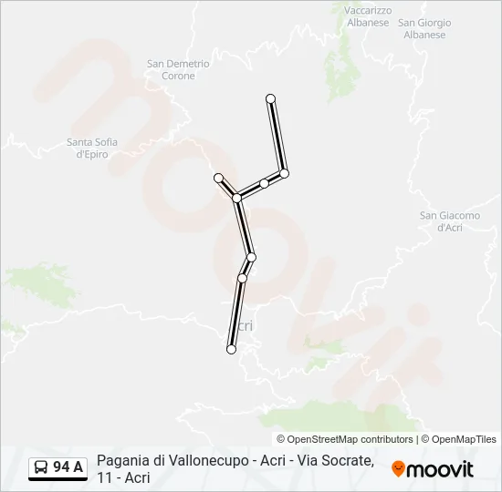 94 A Bus Line Map