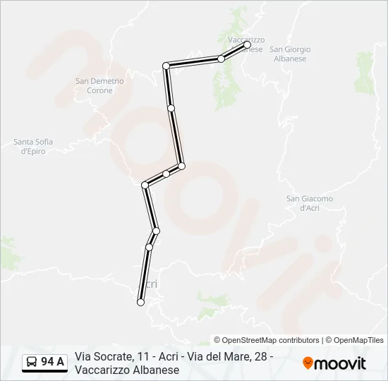 94 A Bus Line Map