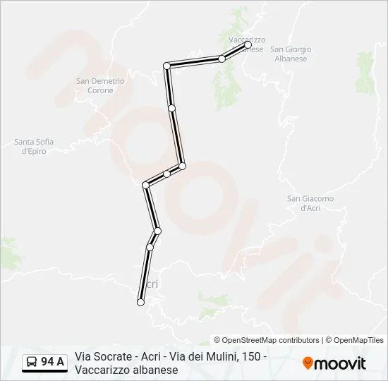 94 A Bus Line Map