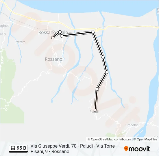95 B Bus Line Map