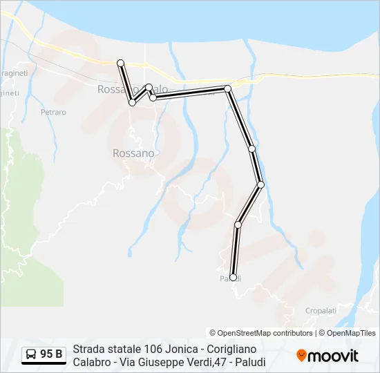 95 B Bus Line Map