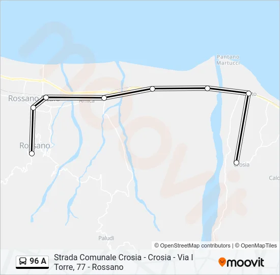 96 A Bus Line Map