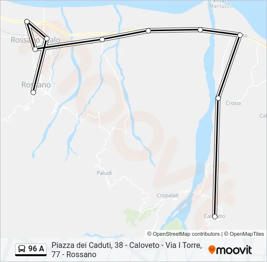 96 A Bus Line Map