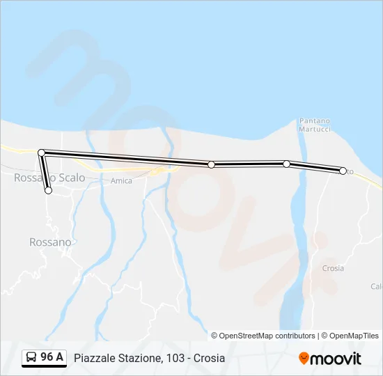 96 A Bus Line Map