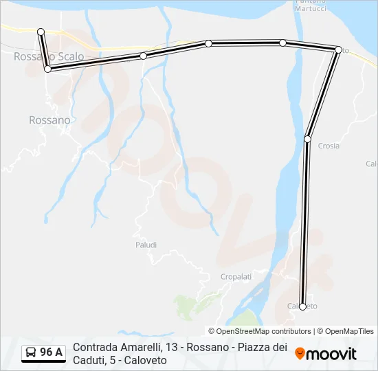 96 A Bus Line Map