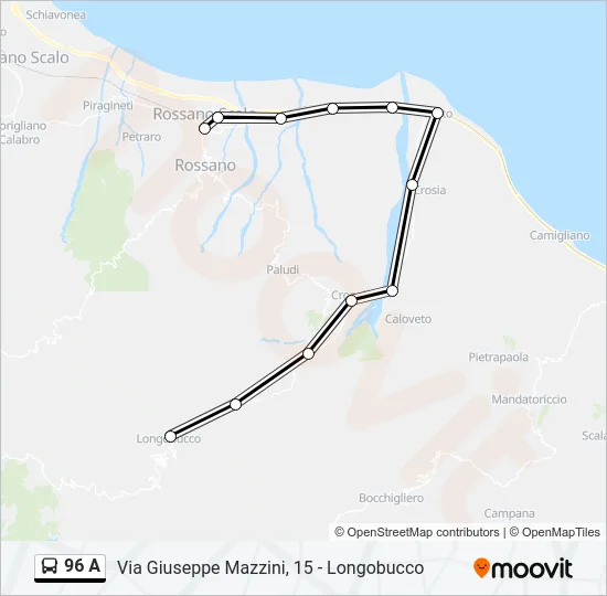 96 A Bus Line Map