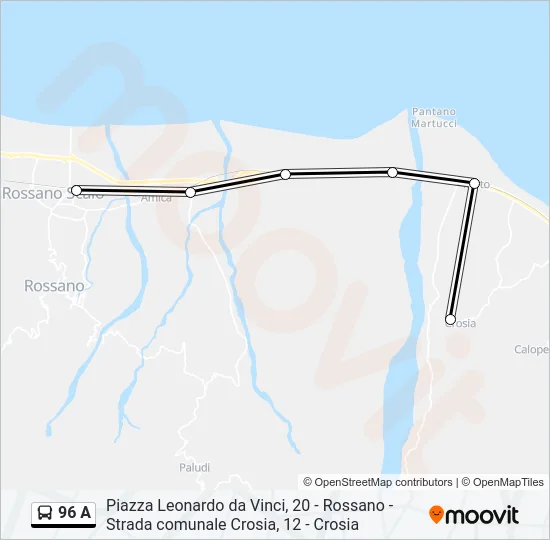 96 A Bus Line Map