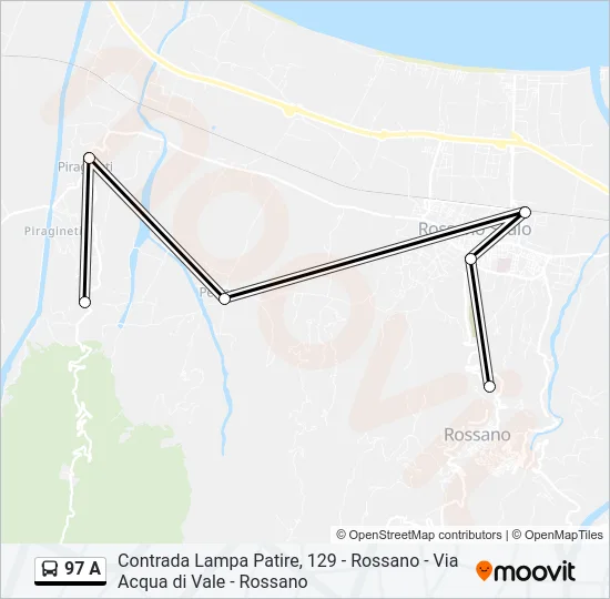 97 A Bus Line Map