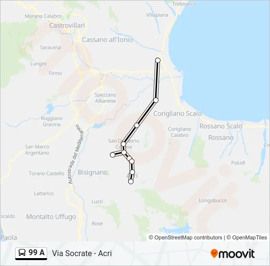 99 A Bus Line Map