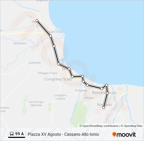 99 A Bus Line Map